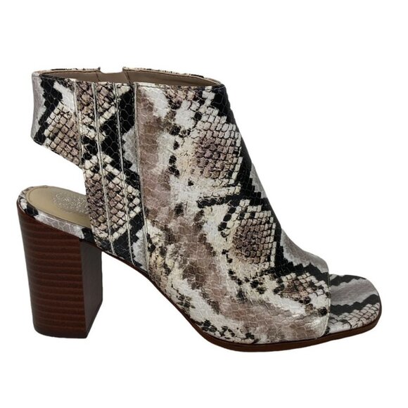 NEW Nordstrom Vince Camuto Snake Print Peep Toe Booties Python Block Heel Boots - Picture 2 of 10